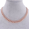 Hip hop cuban link chain women crystal necklace 13mm wide 16inch choker iced out bling jewelry 1 row cz rose gold rapper
