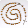 Holy soil TERRA JERUSALEM Oval Wood Rosary Beads INRI Jesus Cross Crucifix Pendant Necklaces Catholic Religious Jewelry
