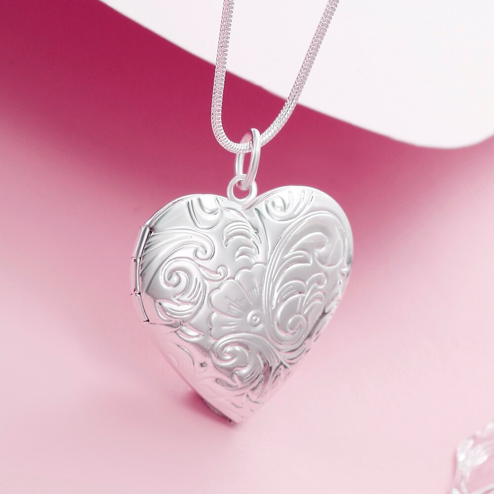 925 Stamp Silver charm heart photo frame Necklaces For Women designer party wedding engagement Jewelry holiday gifts