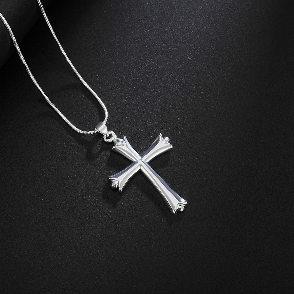 925 Stamped Silver Classic cross Pendant Necklace For Women wedding accessories party  Jewelry trend gifts