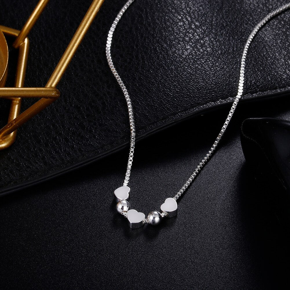 925 Stamped Silver charms romantic heart Pendant Necklace for woman fine party wedding Jewelry Christmas Gifts