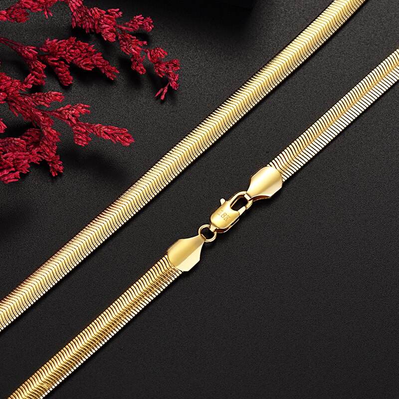 925 sterling silver plated 18K gold original fine 6MM snake bone Necklaces bracelets Jewelry sets for Men Women gift