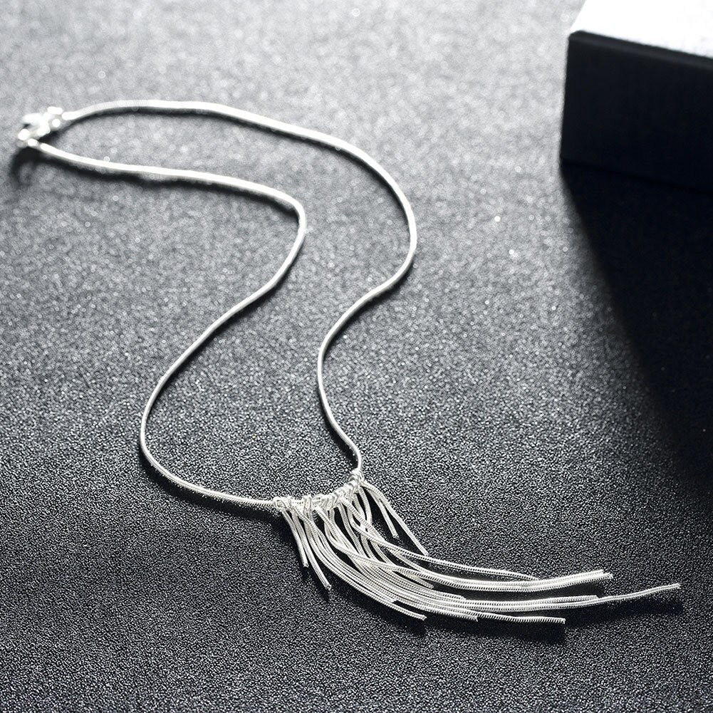 Charms tassel snake chain wicker 925 Stamped Silver necklace noble Jewelry for woman party wedding Holiday gifts