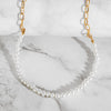 Simple Minimalist White Pearl Necklace Link Chain Choker Necklace Bridal Girls Delicate Wedding Party Pearl Jewelry