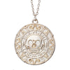 Pirates Of The Caribbean Necklace Jack Sparrow Aztec Coin Medallion Vintage Gold Bronze Keychain Silve Pendant