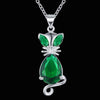 Pretty 925 Stamped Silver  red Blue green Crystal Fox Pendant Necklace For Women party Wedding Jewelry Gifts