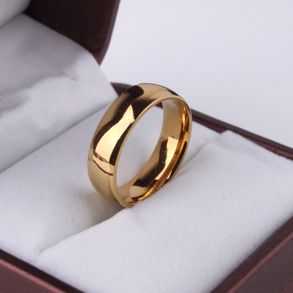 Hot Sale High Polish Gold Plate Titanium Steel Women Man Wedding Ring Top Quality Gloss Lovers Wedding Jewelry