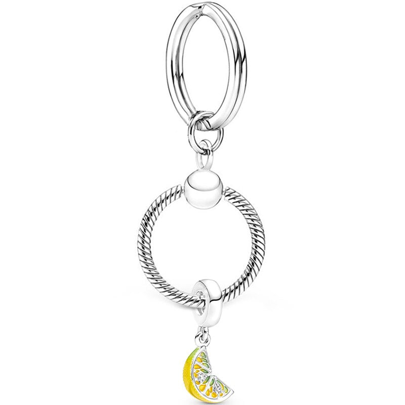 Zinc Alloy Silver Plated Keychain For Women Men Lovers Gift Wedding Couple Lemon Pendant Keyring Key Chain