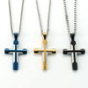 Selling Stainless Steel Jewelry Men's Cross Necklace Gold/Black/Blue Wedding Gift Pendant For Men