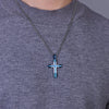 Selling Stainless Steel Jewelry Men's Cross Necklace Gold/Black/Blue Wedding Gift Pendant For Men