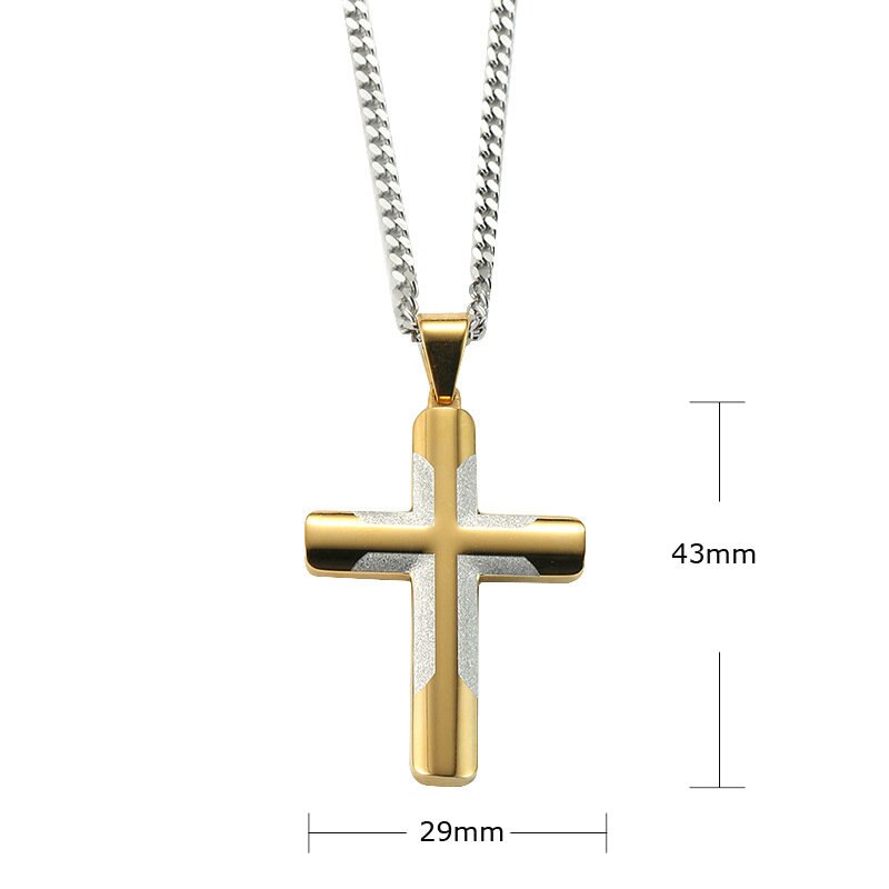 Selling Stainless Steel Jewelry Men's Cross Necklace Gold/Black/Blue Wedding Gift Pendant For Men