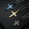 Selling Stainless Steel Jewelry Men's Cross Necklace Gold/Black/Blue Wedding Gift Pendant For Men