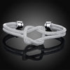 Street 925 sterling Silver Knotted net bangle cuff Bracelet for Women adjustable party wedding Gifts Jewelry