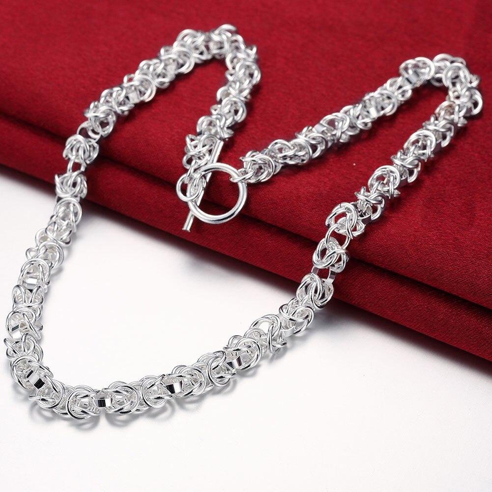 Street 925 sterling Silver charms Circle Bracelets necklace Jewelry set for men woman wedding accessories Party Gift