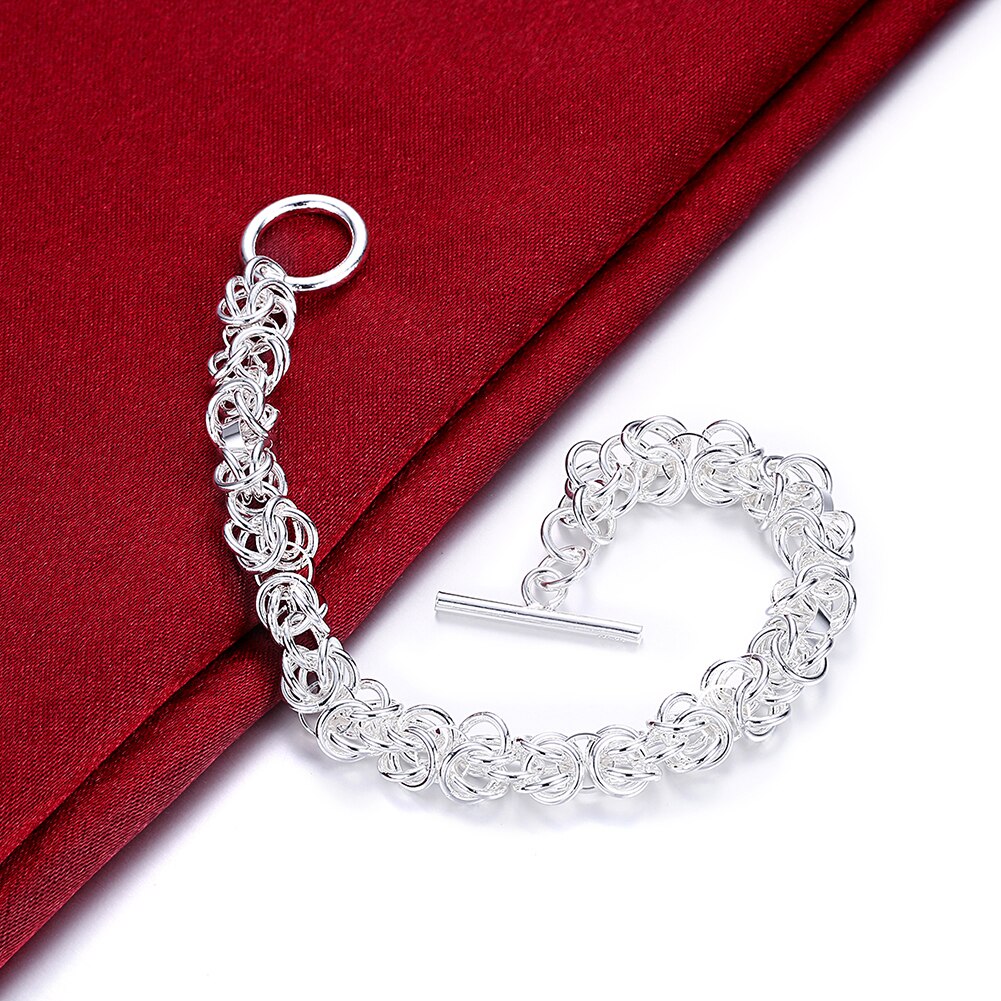 Street 925 sterling Silver charms Circle Bracelets necklace Jewelry set for men woman wedding accessories Party Gift