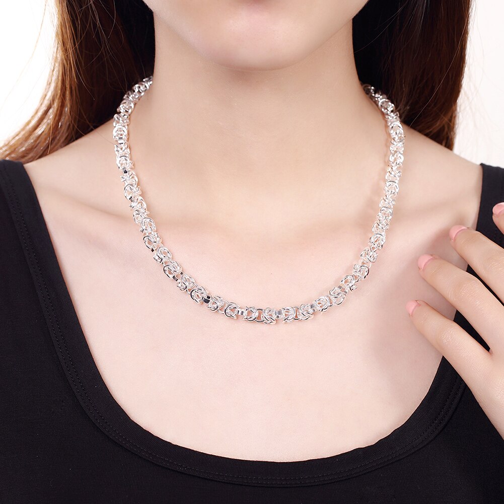 Street 925 sterling Silver charms Circle Bracelets necklace Jewelry set for men woman wedding accessories Party Gift