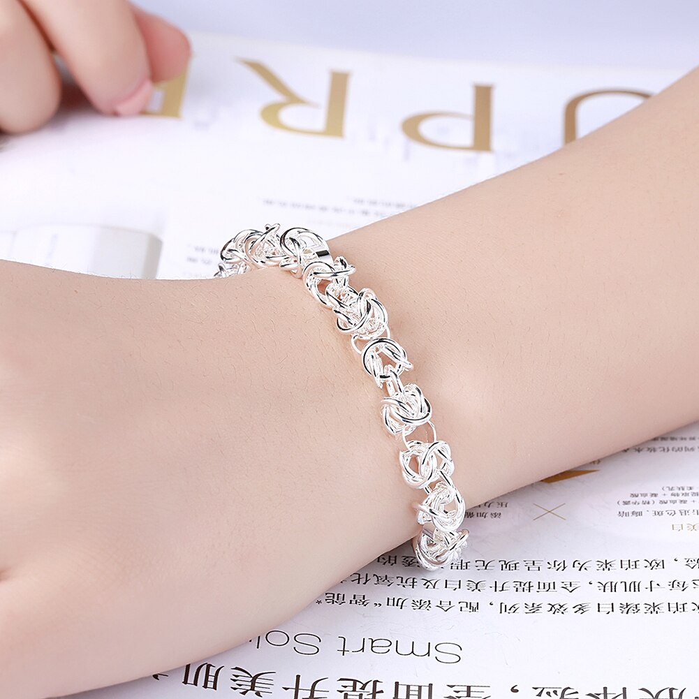 Street 925 sterling Silver charms Circle Bracelets necklace Jewelry set for men woman wedding accessories Party Gift