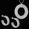 Street trend 925 sterling Silver Fine Mesh Circle Pendant necklace stud earrings for woman Party wedding Jewelry set