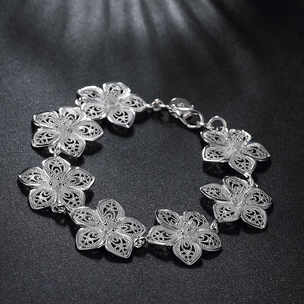 charms Pretty Flowers necklaces bracelets 925 Sterling Silver Jewelry sets for women Party wedding accessories gift