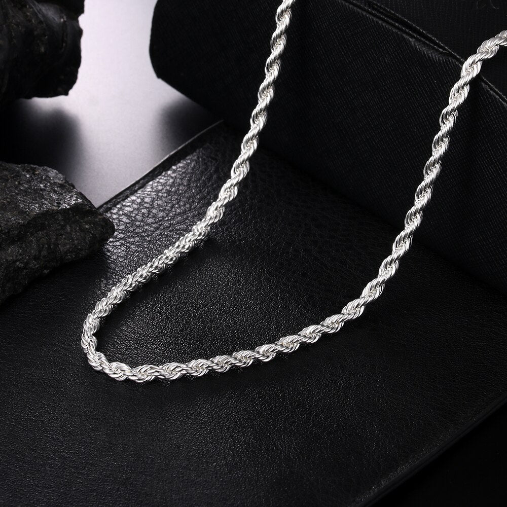 charms fine 4MM rope chain 925 Stamped Silver Necklaces for woman men classic Jewelry wedding party Holiday gifts