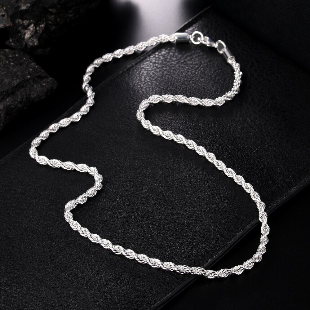 charms fine 4MM rope chain 925 Stamped Silver Necklaces for woman men classic Jewelry wedding party Holiday gifts