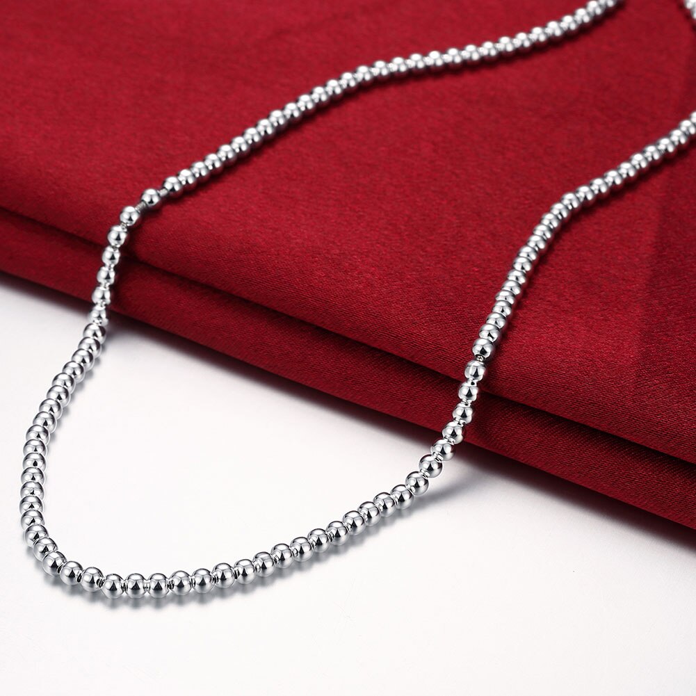 designer classic 4MM Buddha beads chain 925 sterling Silver Bracelet necklace Jewelry sets for women men Party Gifts
