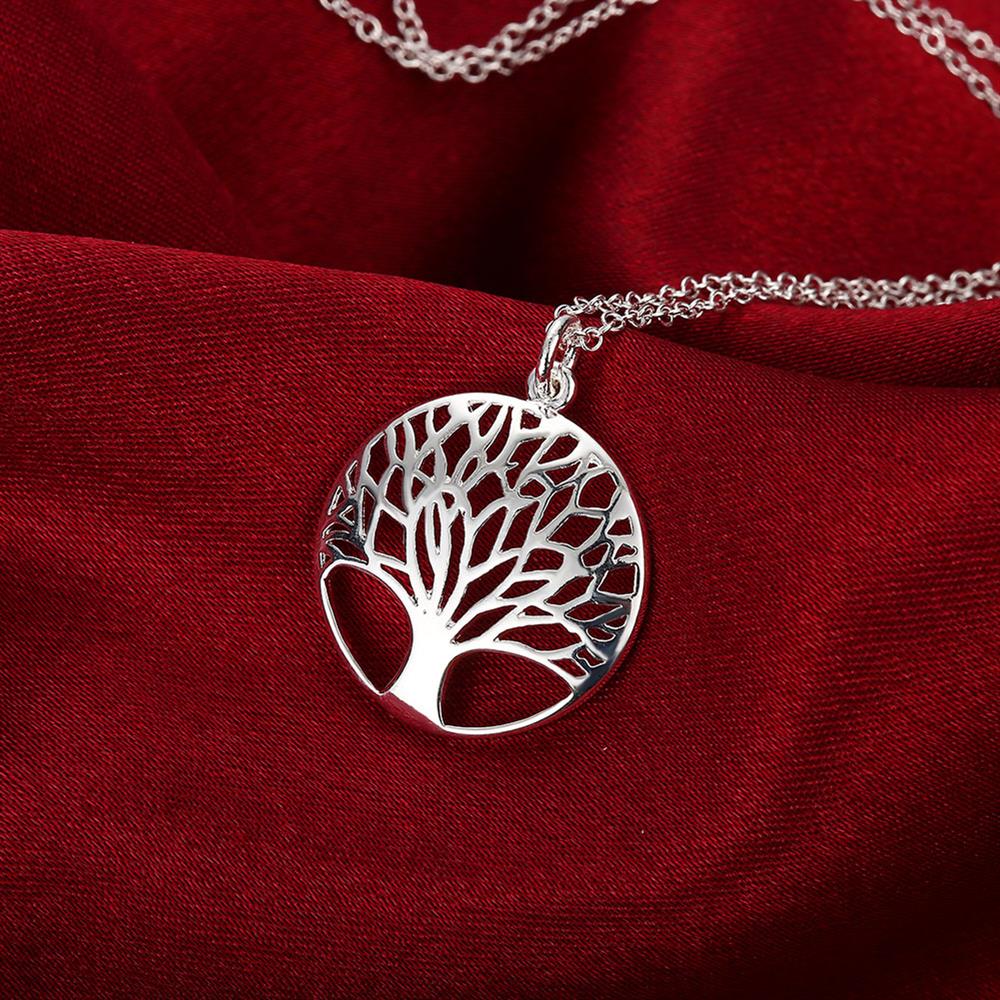 designer jewelry 925 Stamped Silver Charms Round tree Pendant Necklace For Women party wedding Holiday gifts