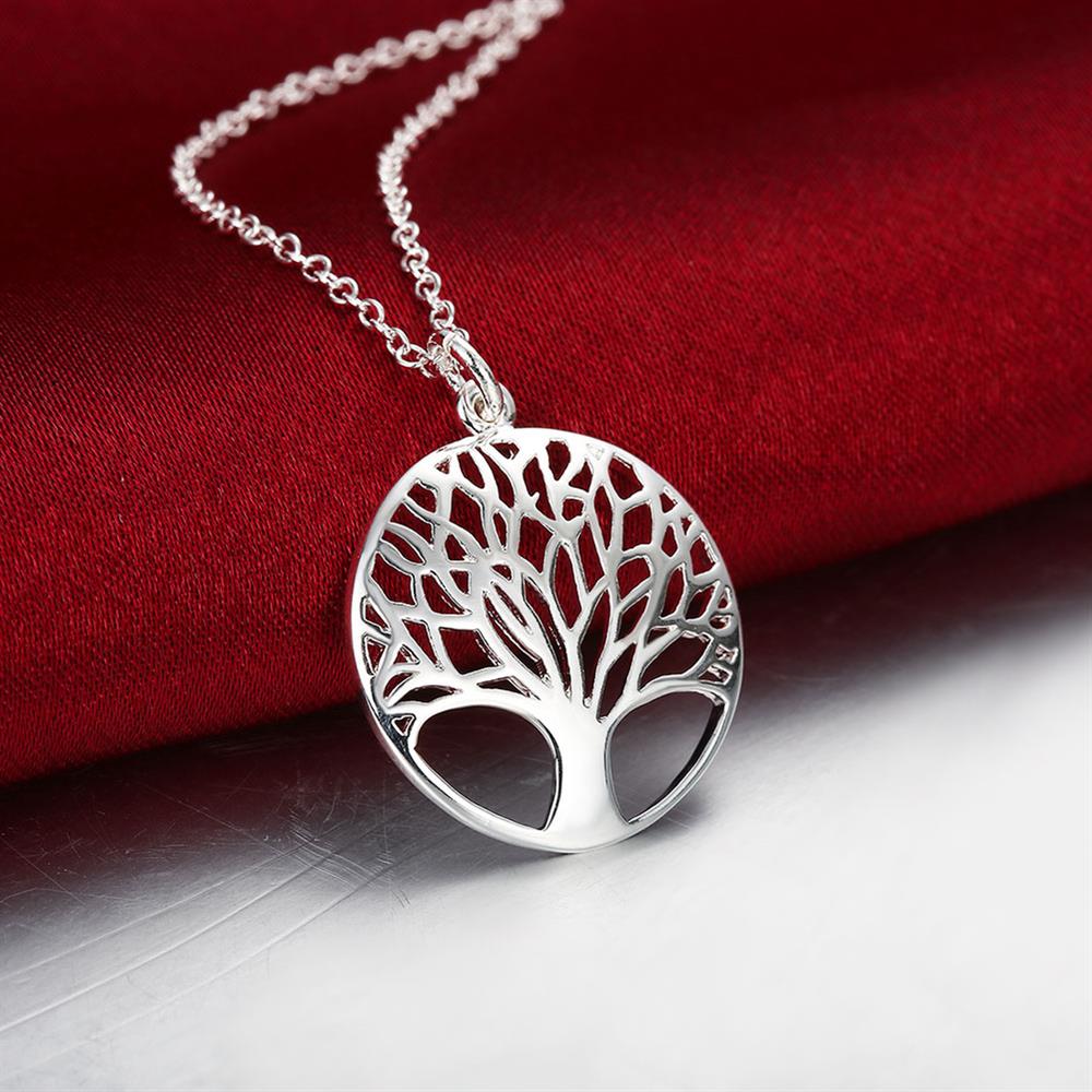 designer jewelry 925 Stamped Silver Charms Round tree Pendant Necklace For Women party wedding Holiday gifts