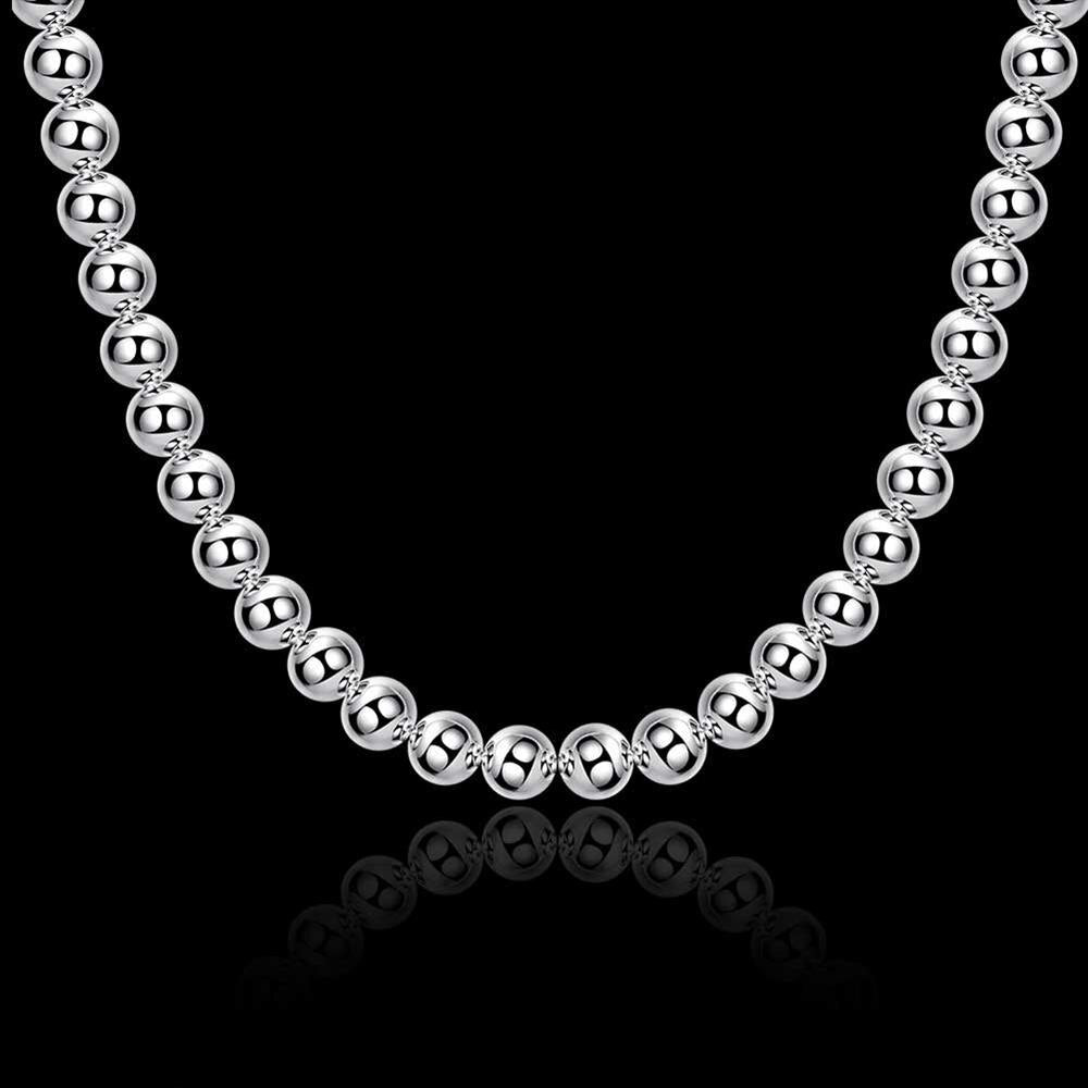 designer jewelry 925 Stamped Silver Classic 8MM beads Necklace for woman men charms party wedding Jewelry gifts