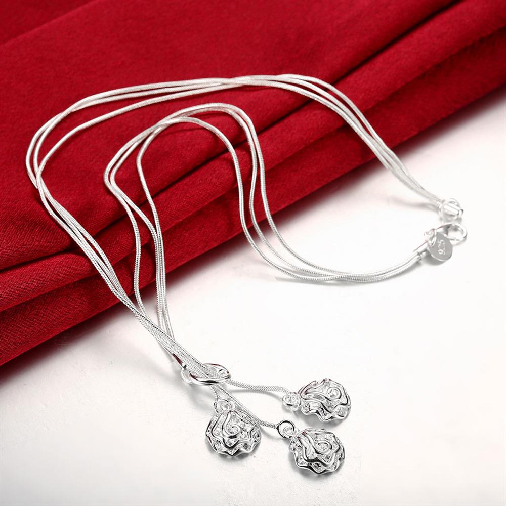fine 925 sterling Silver flower bangle ring Bracelet necklaces stud earring for women Jewelry set charms Party gifts