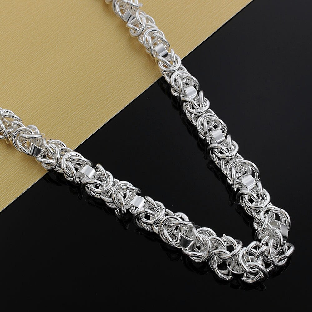 fine classic 7mm chain 925 Stamped Silver necklace charms  Jewelry wedding Party Christmas Gifts