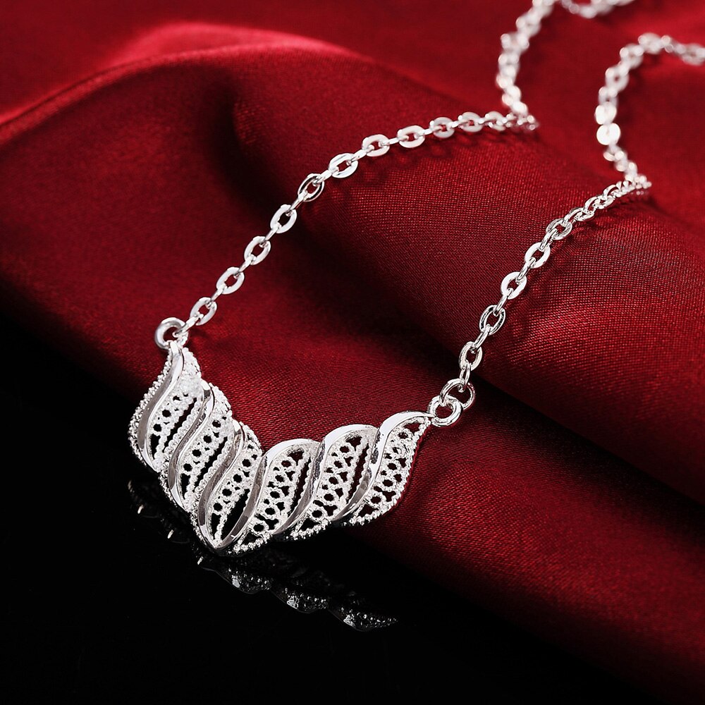 korean 925 sterling Silver elegant retro leaves necklace earrings  Jewelry sets for women party wedding gifts