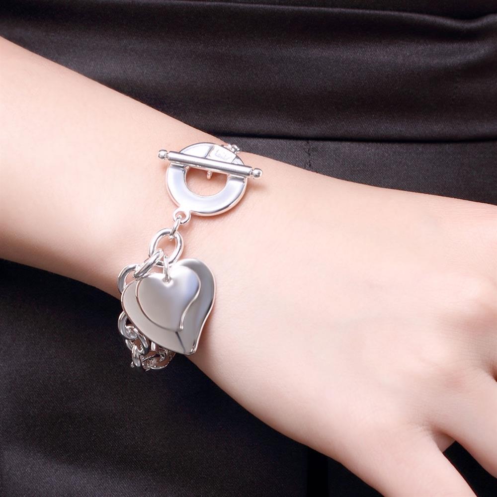 korean trend 925 sterling silver romantic Lovely Heart card Pendant Bracelets for women Wedding party Jewelry Gifts