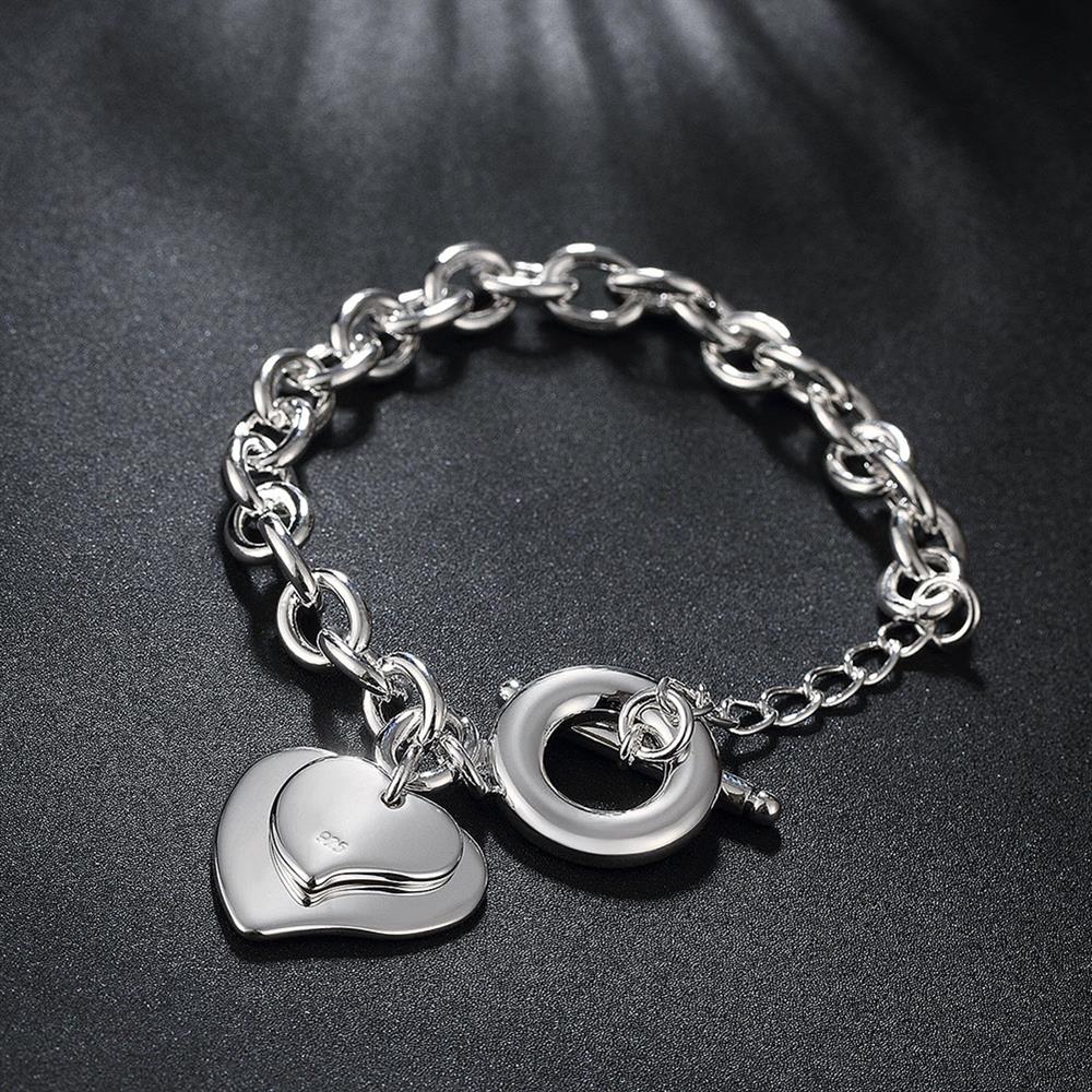 korean trend 925 sterling silver romantic Lovely Heart card Pendant Bracelets for women Wedding party Jewelry Gifts