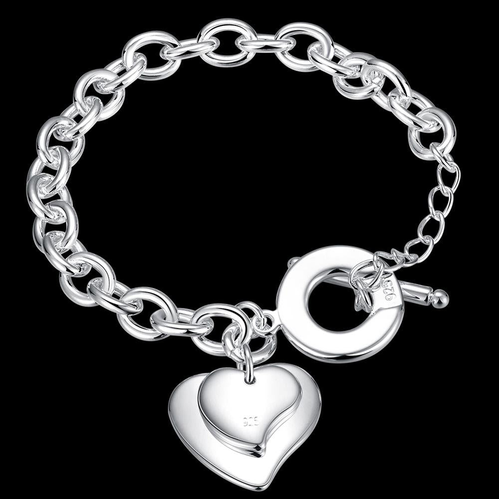 korean trend 925 sterling silver romantic Lovely Heart card Pendant Bracelets for women Wedding party Jewelry Gifts