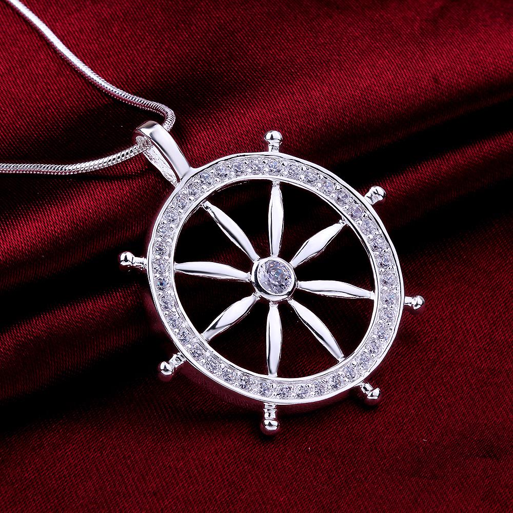 designer 925 Stamped Silver Classic crystal Sailor rudder Pendant Necklace For Women man party Jewelry gifts