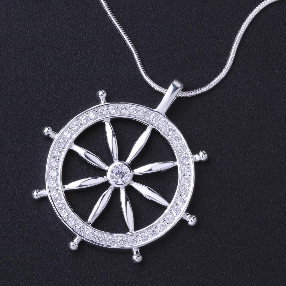 designer 925 Stamped Silver Classic crystal Sailor rudder Pendant Necklace For Women man party Jewelry gifts