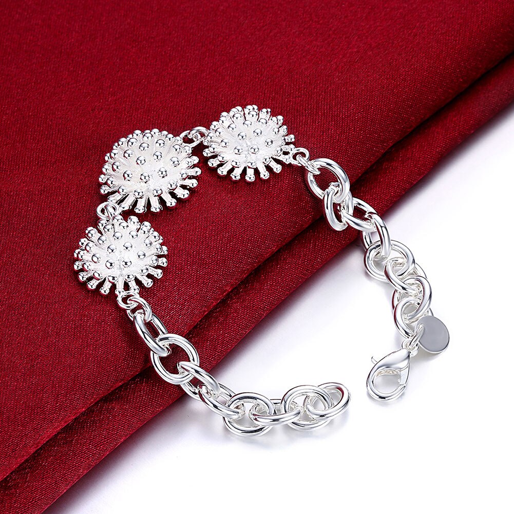 designer 925 sterling Silver Firework Pendant necklace bracelet for women Jewelry set Party wedding gifts
