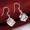designer 925 sterling Silver crystal lattice Pendant necklace earrings for woman Jewelry sets Couple gifts