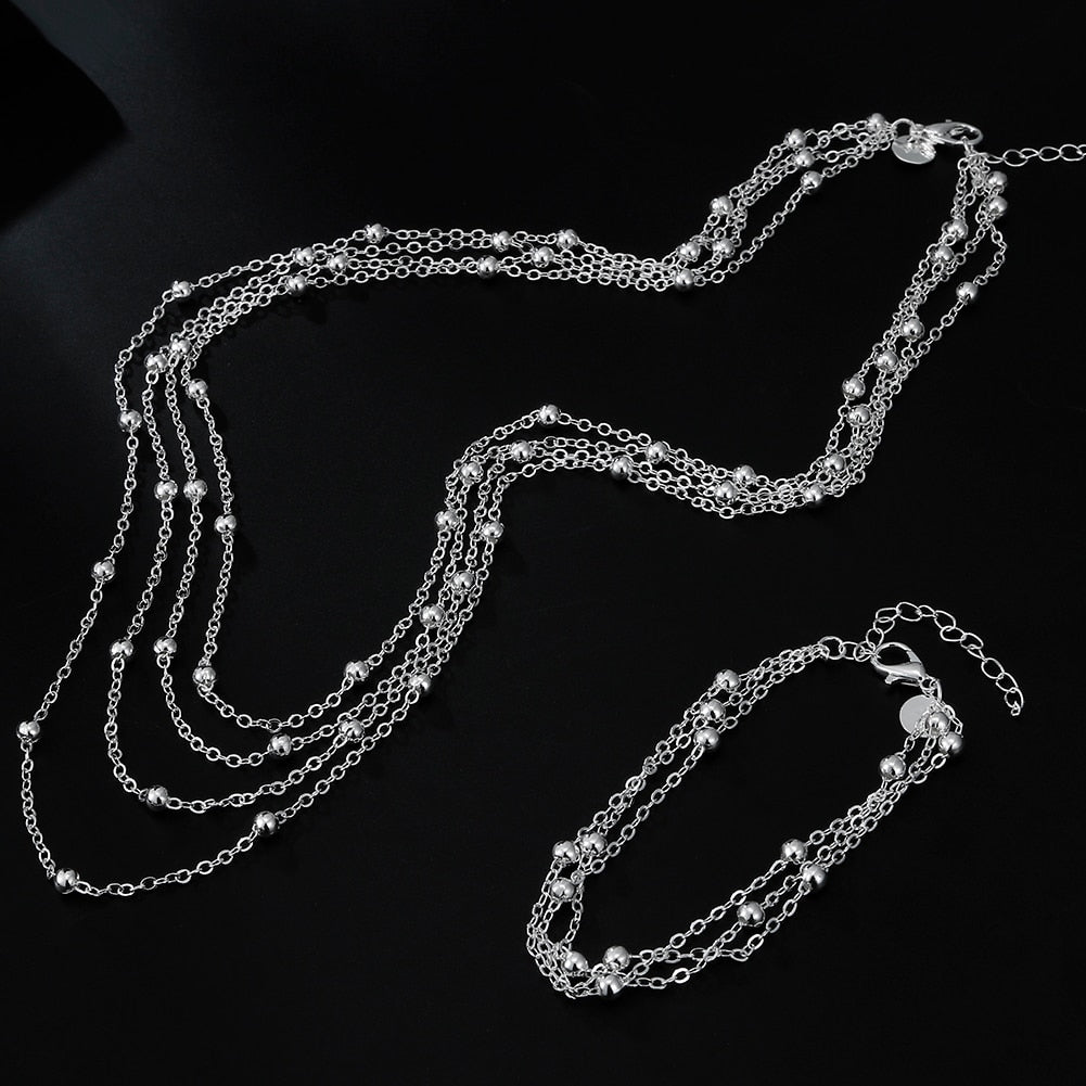 designer 925 sterling silver Tassel beads Bracelets necklaces for women original jewlery sets party wedding
