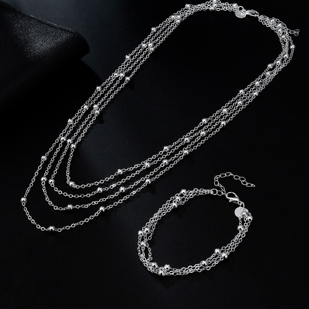 designer 925 sterling silver Tassel beads Bracelets necklaces for women original jewlery sets party wedding
