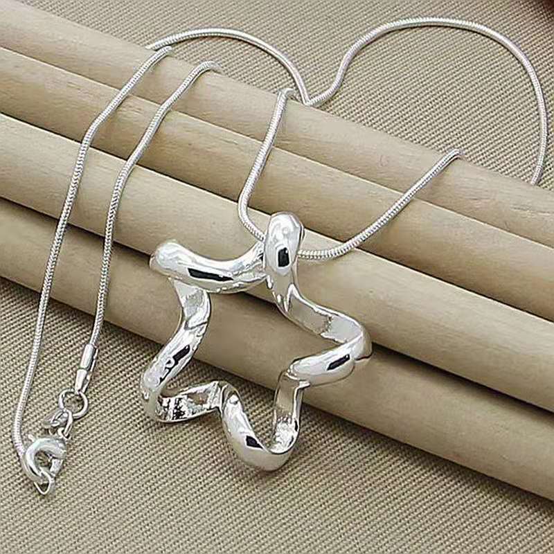 noble 925 Stamped Silver charms Creative stars Pendant Necklace For Women Christmas gifts Wedding party Jewelry