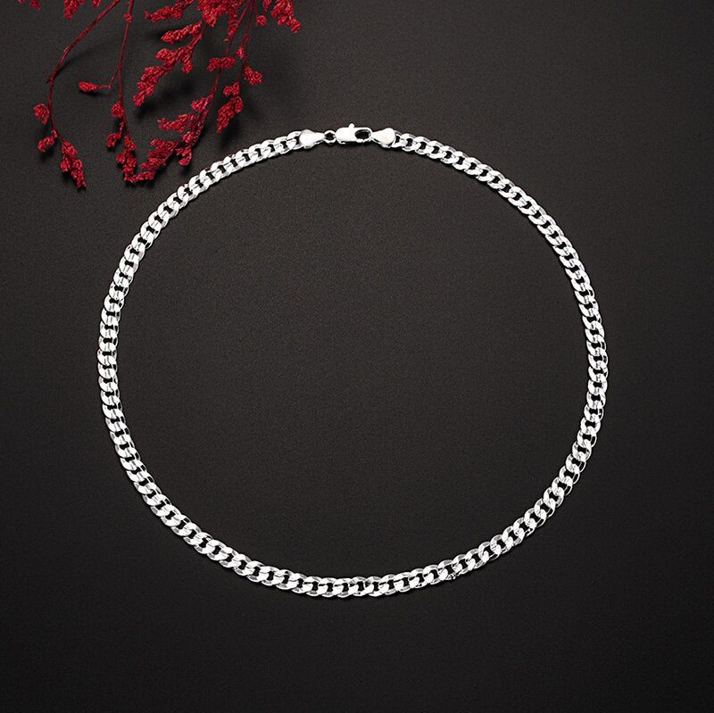 original 925 sterling Silver Creative 7MM Chain Necklace For Women man  Party Wedding Jewelry Christmas gifts