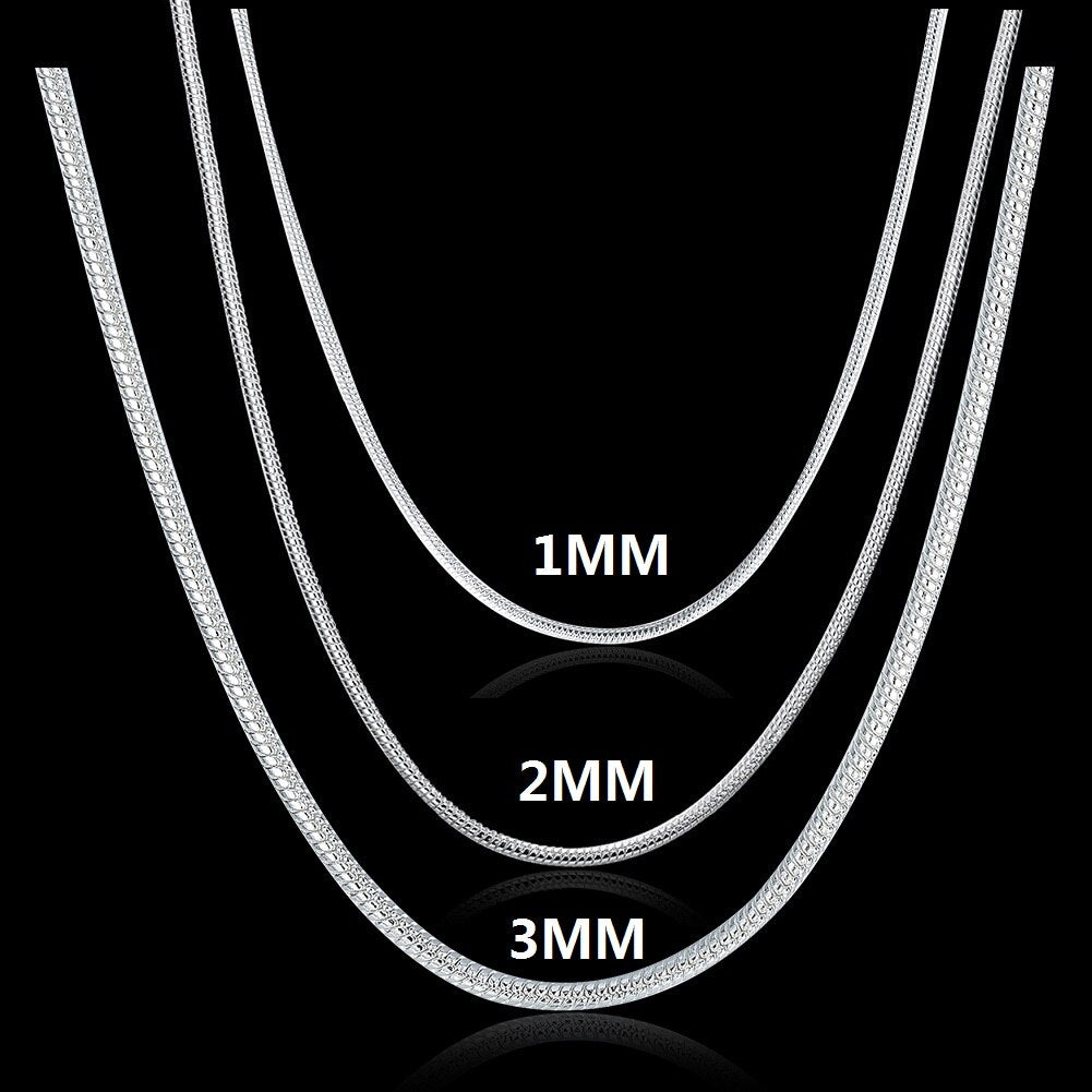 925 Stamped Silver Charm 1MM/2MM/3MM Snake Chain Necklace For Men Women party wedding Jewelry accessories gift
