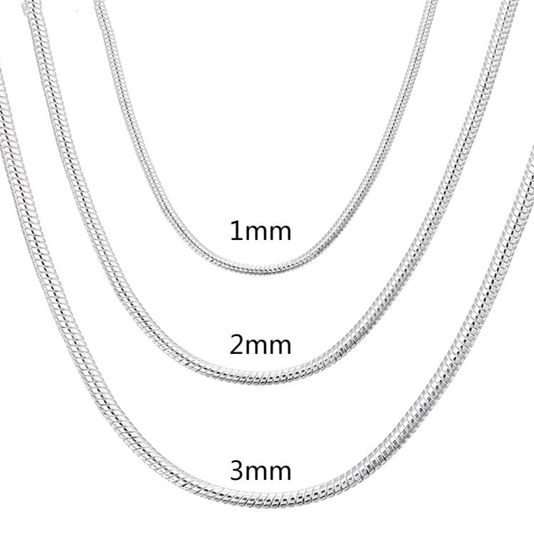 925 Stamped Silver Charm 1MM/2MM/3MM Snake Chain Necklace For Men Women party wedding Jewelry accessories gift