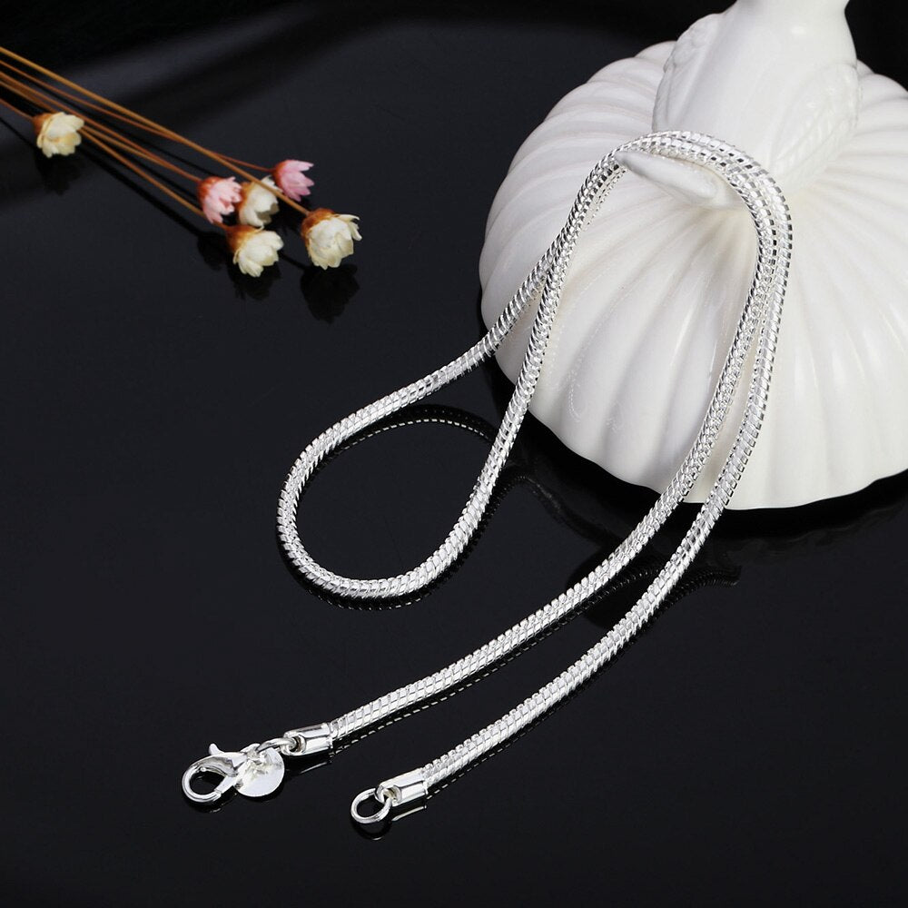 925 Stamped Silver Charm 1MM/2MM/3MM Snake Chain Necklace For Men Women party wedding Jewelry accessories gift