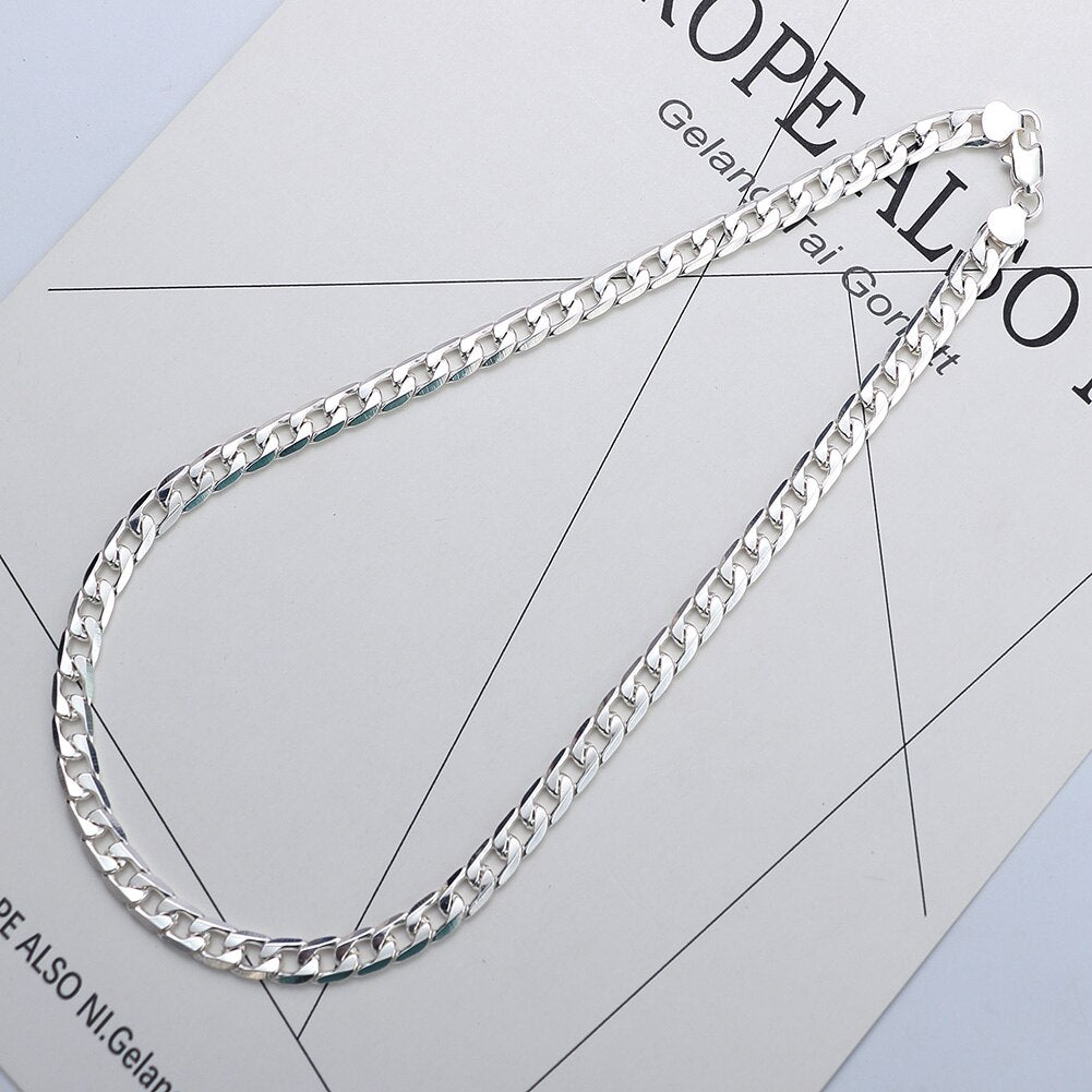 925 Stamped Silver Classic 6MM geometry chain Necklaces for Women man wedding Party designer jewelry Gifts