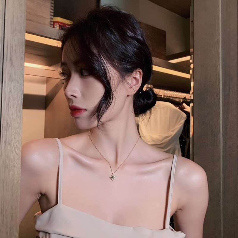 selling jewelry generous square micro inlaid zircon pendant necklace elegant everyday versatile necklace for women