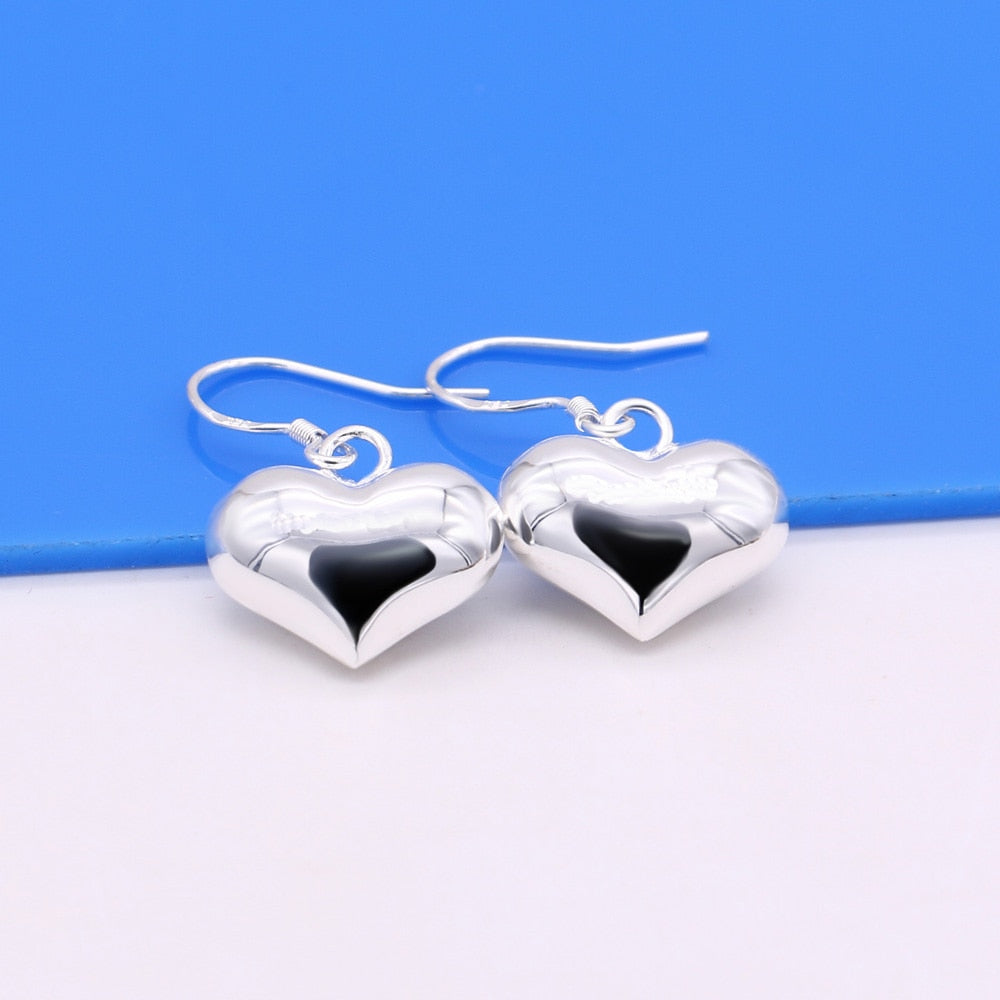selling  925 sterling silver heart necklaces earrings for women Designer party wedding Jewelry Sets gift
