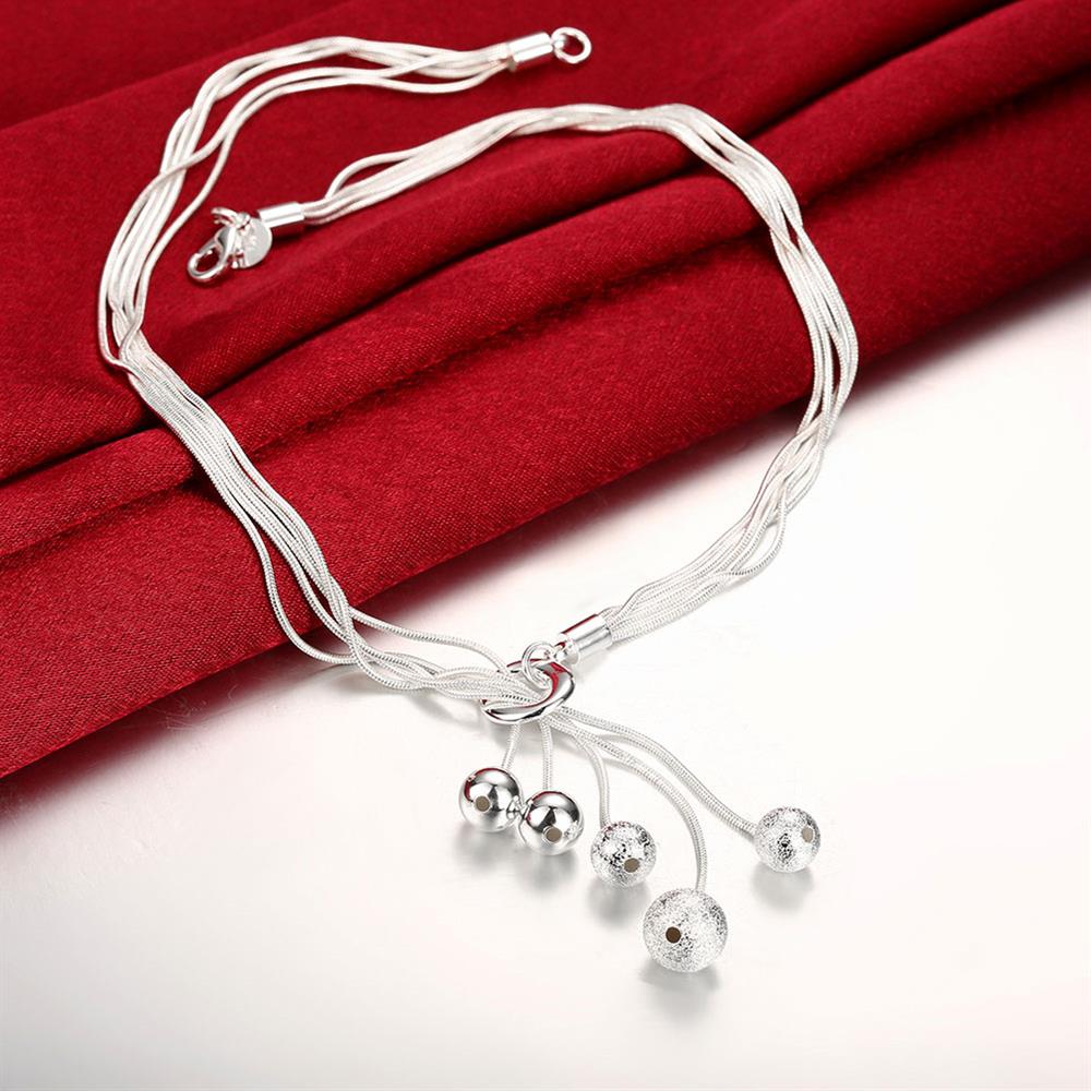 trend 925 Stamped Silver Smooth Beads Necklace For Women Party wedding accessories Jewelry Popular brands Gifts